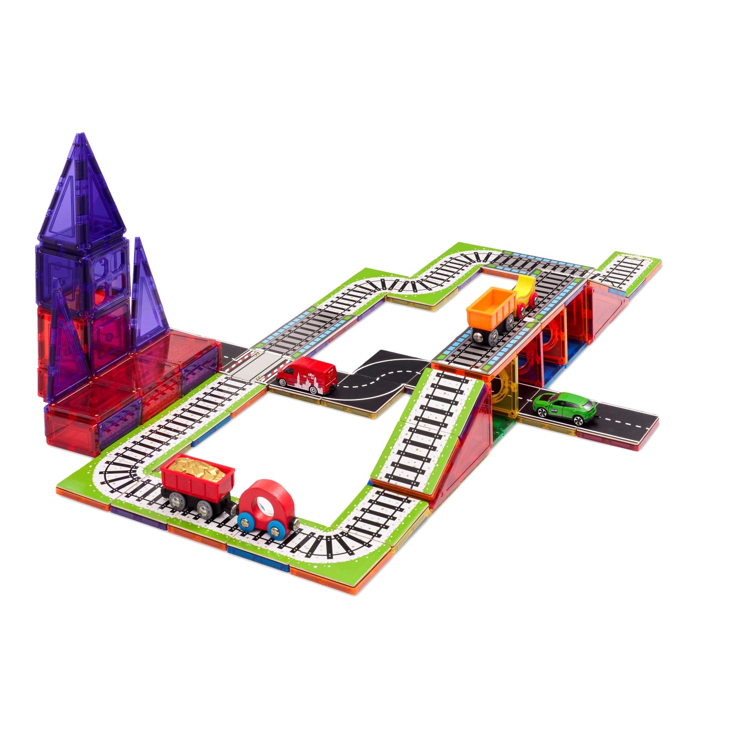 Learn and Grow Magnetic Tile Topper - Train Pack (36 Piece)