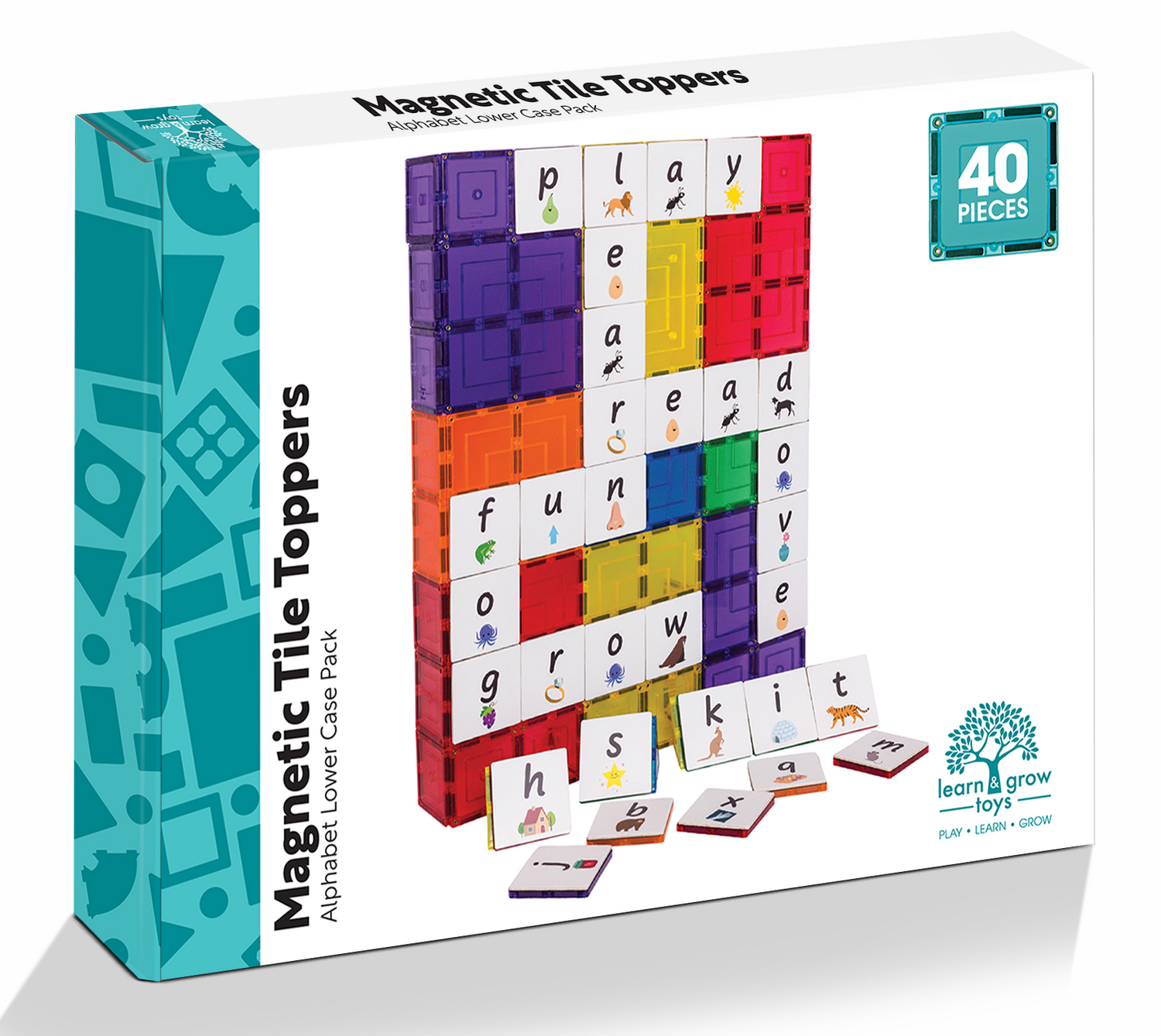 Learn and Grow Magnetic Tile Topper - Alphabet Lower Case Pack (40 Piece)