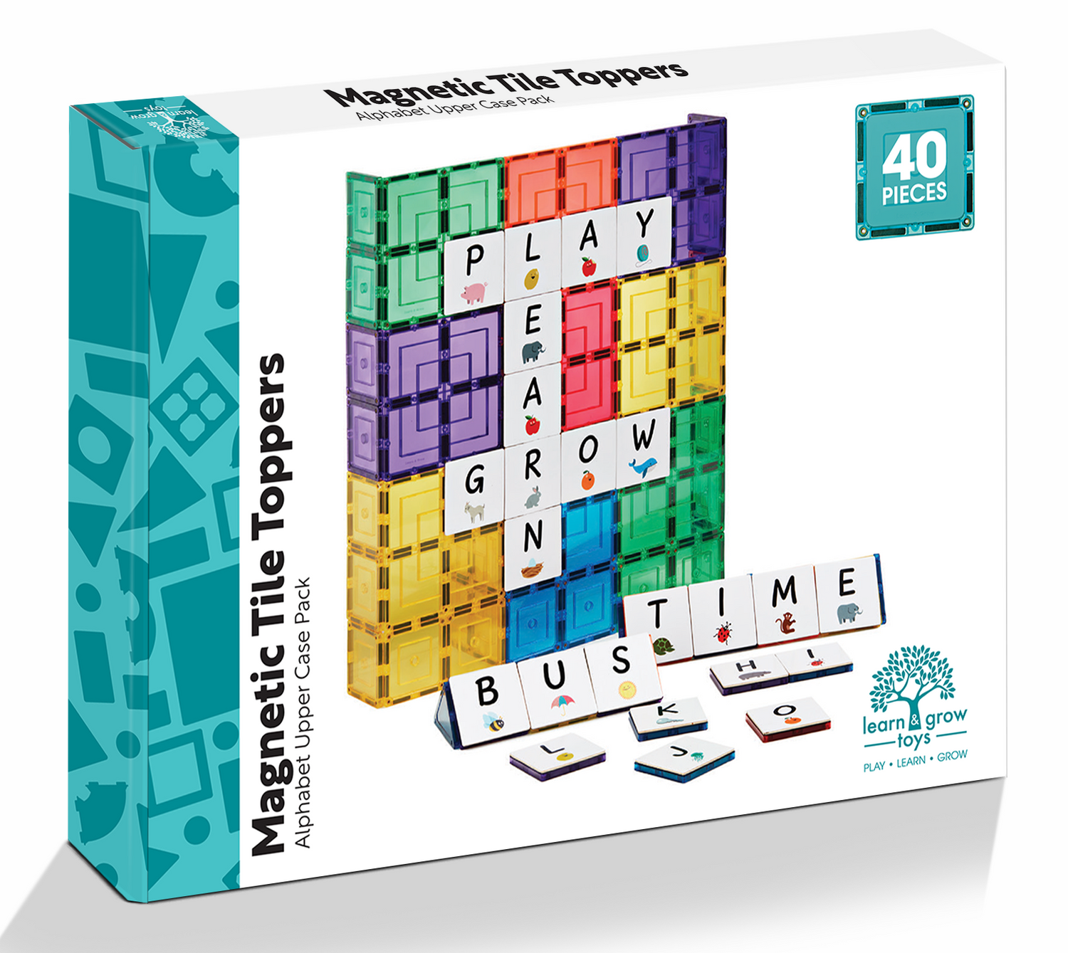 Learn and Grow Magnetic Tile Topper - Alphabet Upper Case Pack (40 Piece)
