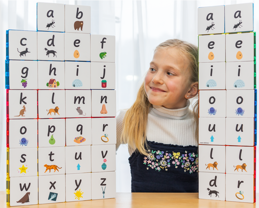 Learn & Grow Toys - Magnetic Tile Topper - Alphabet Lower Case Pack (40 Piece) PRE-ORDER
