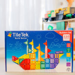 Tile Tek building set box with colourful design on a white surface