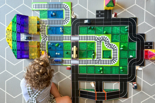 Learn & Grow Toys - Magnetic Tile Topper - Train Pack (36 Piece) PRE-ORDER