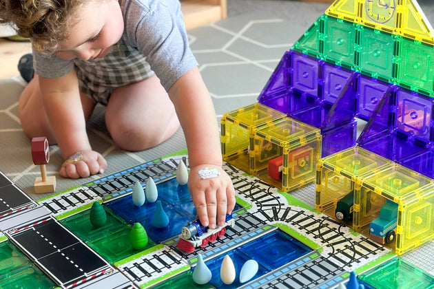 Learn & Grow Toys - Magnetic Tile Topper - Train Pack (36 Piece) PRE-ORDER