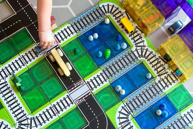 Learn & Grow Toys - Magnetic Tile Topper - Train Pack (36 Piece) PRE-ORDER