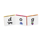 Educational alphabet tile toppers  spelling 'dog' on a white background