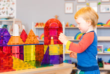 Load image into Gallery viewer, Child playing with 18 pc dome set of magnetic tiles
