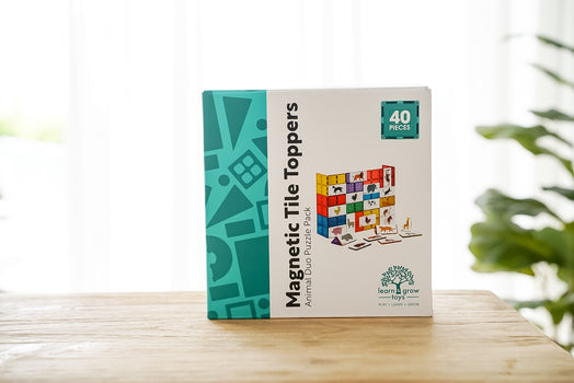 Learn & Grow Toys - Magnetic Tile Topper - Duo Animal Puzzle Pack (40 Piece)