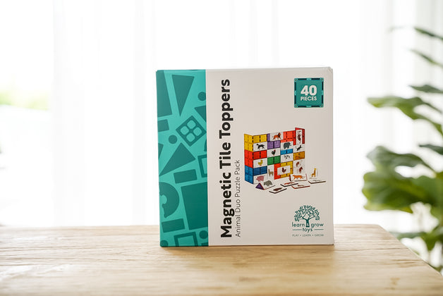 Learn & Grow Toys - Magnetic Tile Topper - Duo Animal Puzzle Pack (40 Piece)