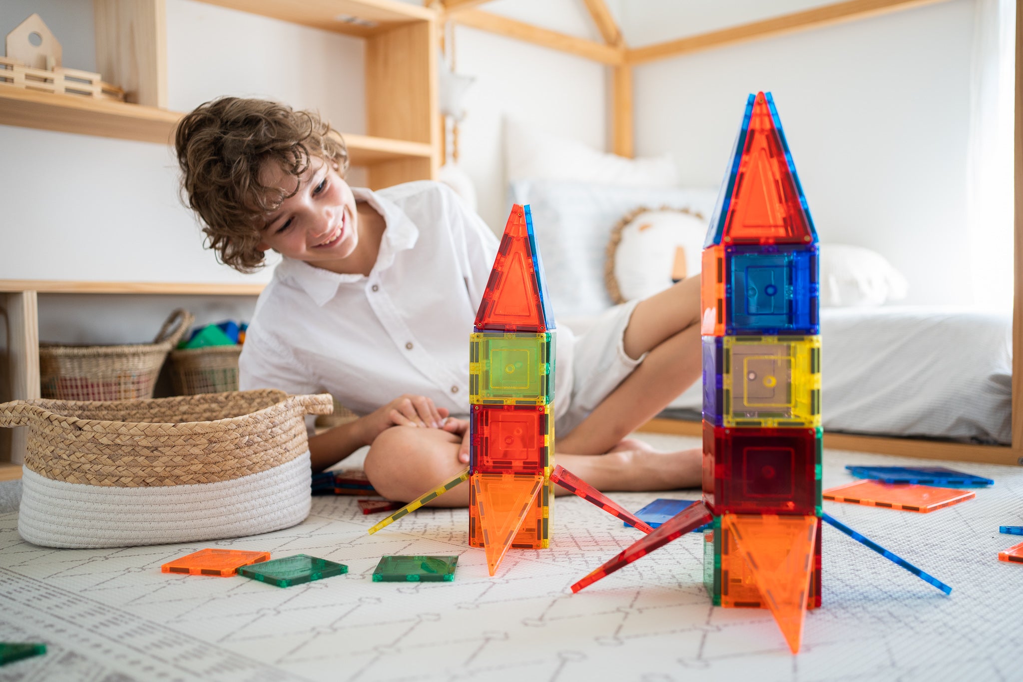 Learn and Grow Magnetic Tiles - 110 piece set - two rockets