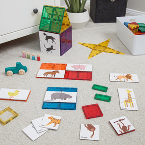 Learn & Grow Toys - Magnetic Tile Topper - Duo Animal Puzzle Pack (40 Piece)