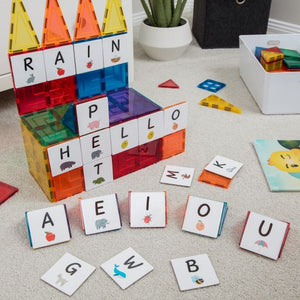 Learn & Grow Toys - Magnetic Tile Topper - Alphabet Upper Case Pack (40 Piece)